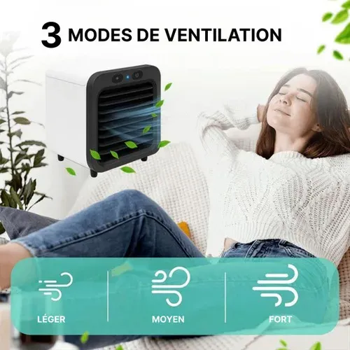 Mini climatiseur portable rechargeable par USB, 3 vitesses 3