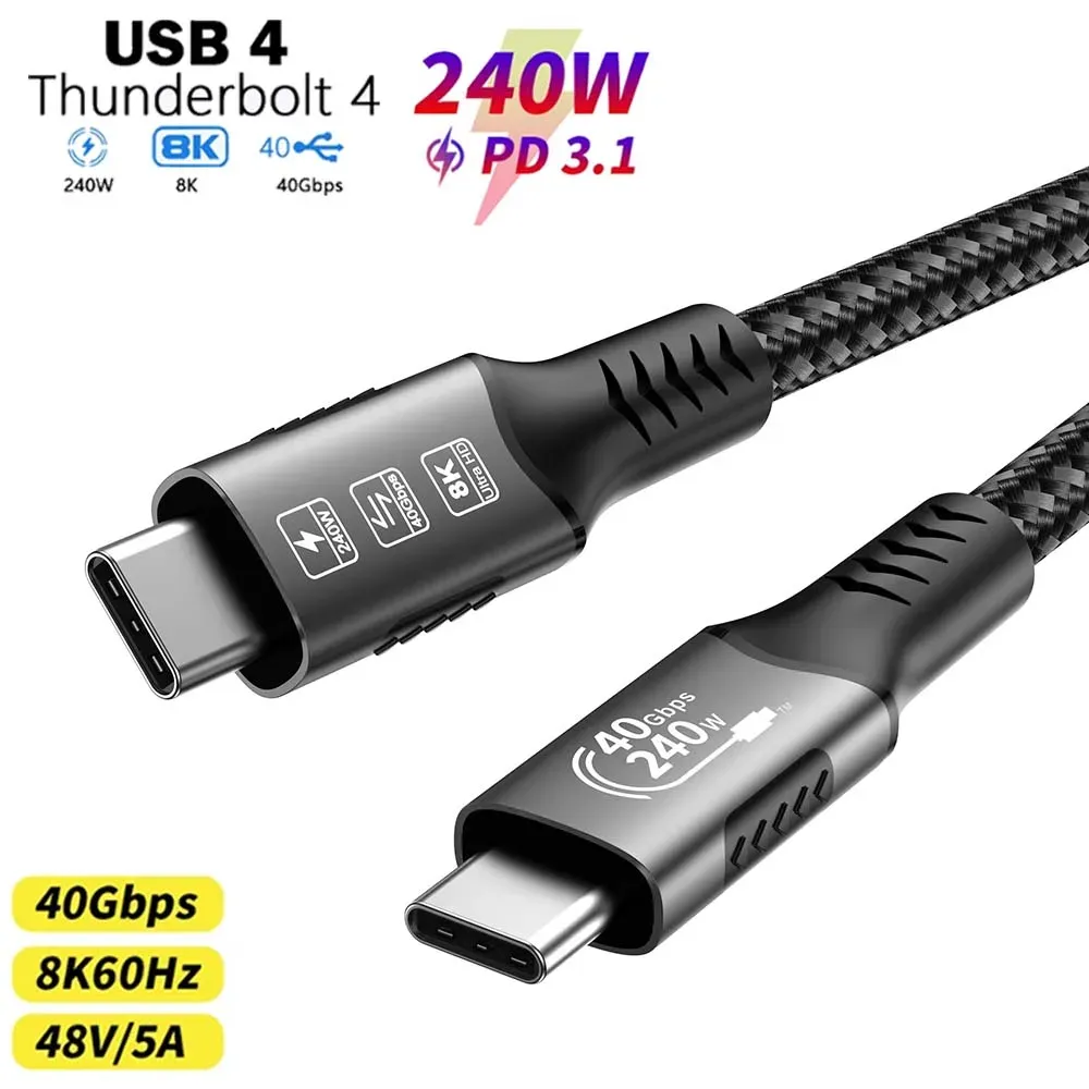 Câble USB4 pour Thunderbolt 4, 40 Gbit/s, 8K@60Hz, 4K@120Hz, PD 3.1 100 W, USB-C vers USB-C, compatible iPhone 17, modèle K36S