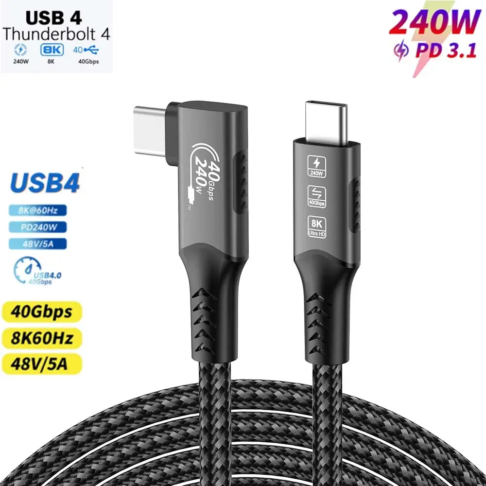 Câble USB4 à connecteur coudé mâle-mâle