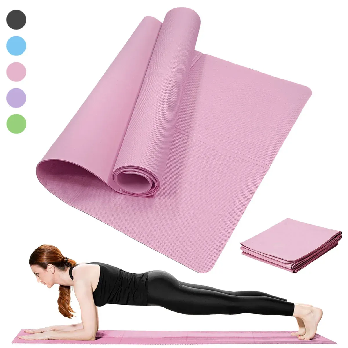 Tapis de yoga et pilates antidérapant, épaisseur 3/4/6 mm, pour le fitness, le voyage et l'entraînement à domicile - Image 1