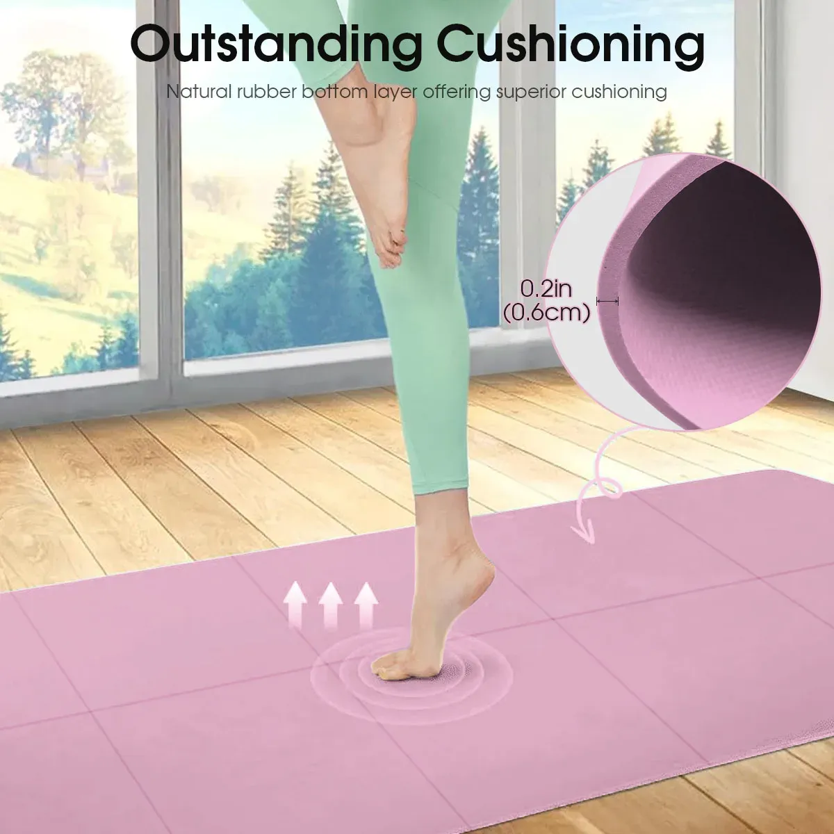 Tapis de yoga et pilates antidérapant, épaisseur 3/4/6 mm, pour le fitness, le voyage et l'entraînement à domicile 5