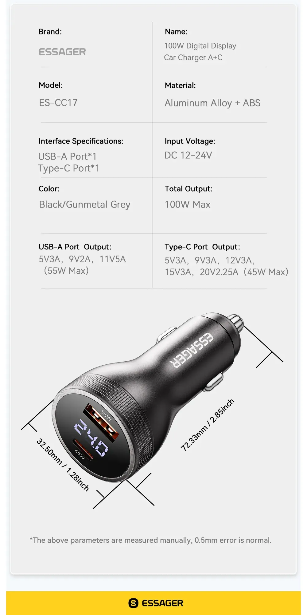 Chargeur de voiture rapide pour smartphone