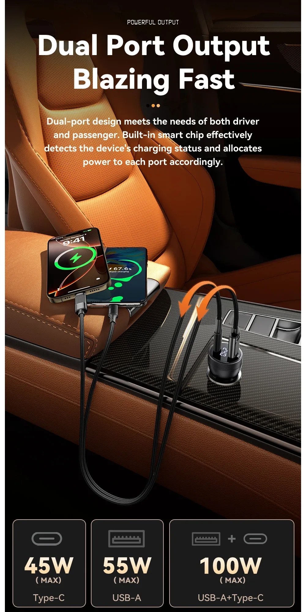 Chargeur de voiture pour smartphone