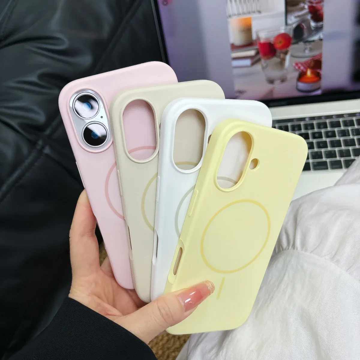 Coque en silicone lumineux fluorescent pour iPhone 18, 17 Air, 16, 15, 14, 13, 12 et 18 Pro Max, compatible charge sans fil MagSafe 4