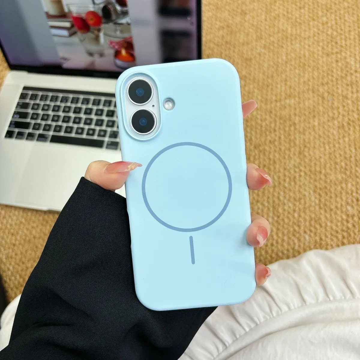 Coque en silicone lumineux fluorescent pour iPhone 18, 17 Air, 16, 15, 14, 13, 12 et 18 Pro Max, compatible charge sans fil MagSafe 12