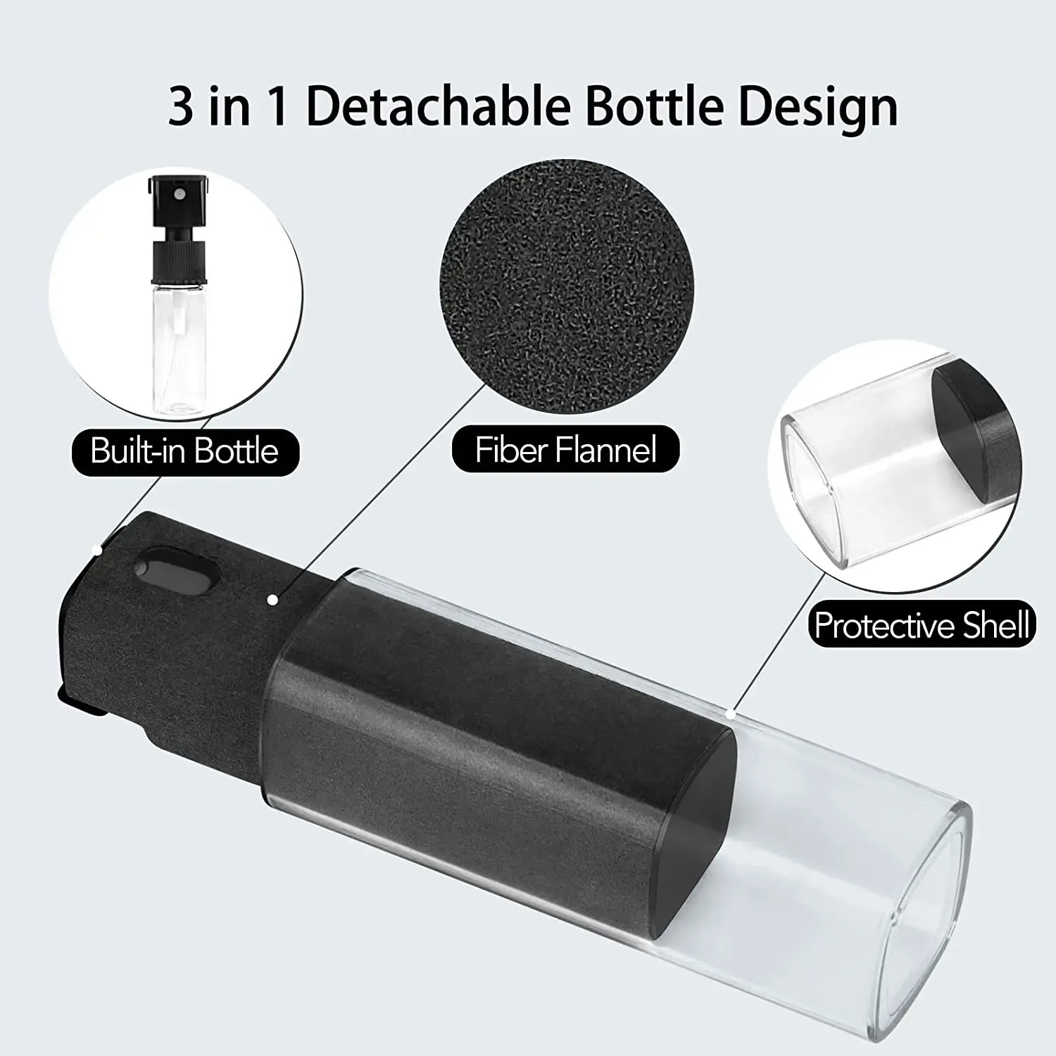 Nettoyant d'écran 2 en 1 pour téléphone et tablette, spray portable avec chiffon en microfibre 3