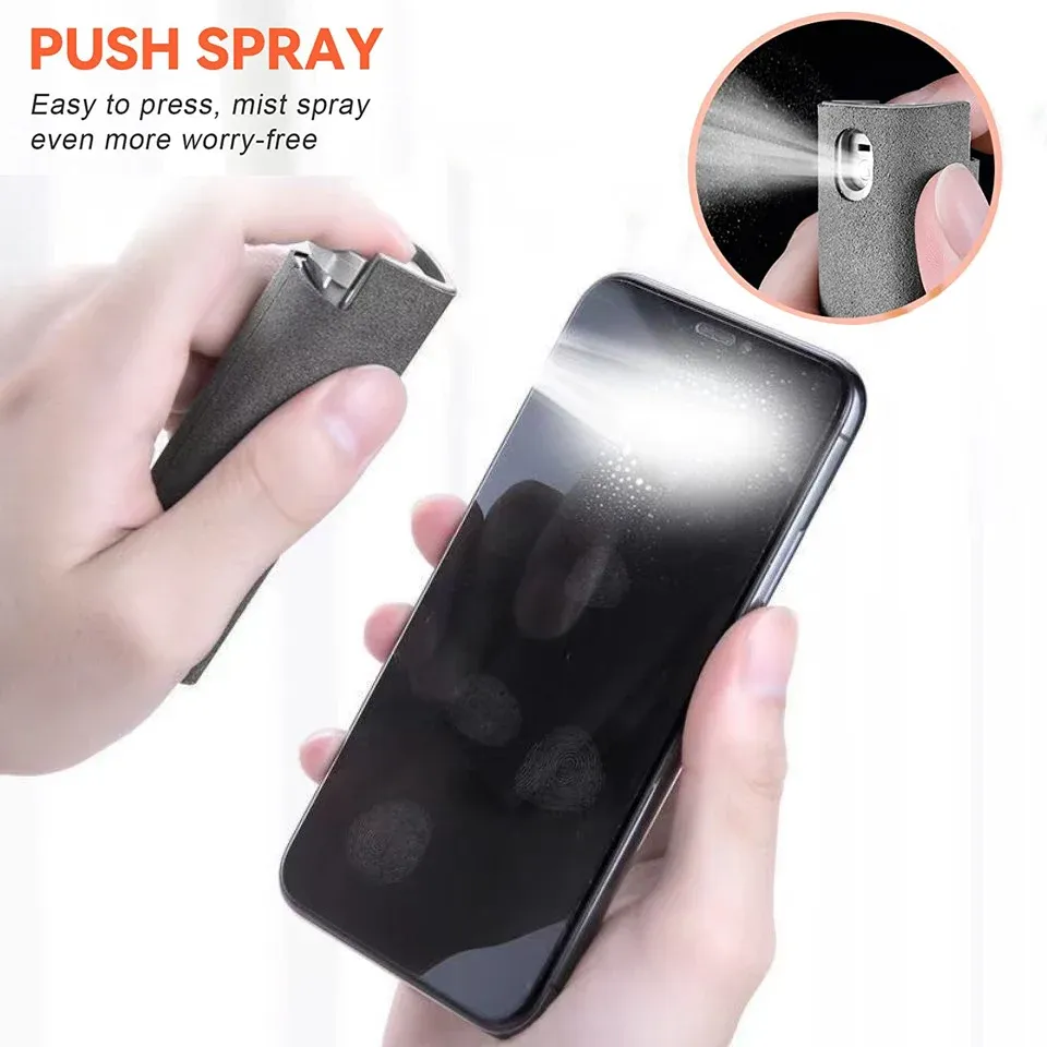 Nettoyant d'écran 2 en 1 pour téléphone et tablette, spray portable avec chiffon en microfibre 2