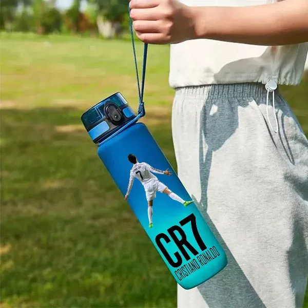 Gourde de sport anti-fuite Cristiano Ronaldo, bouteille colorée en plastique pour l'extérieur et les voyages 2