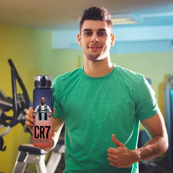 Gourde de sport anti-fuite Cristiano Ronaldo, bouteille colorée en plastique pour l'extérieur et les voyages 4