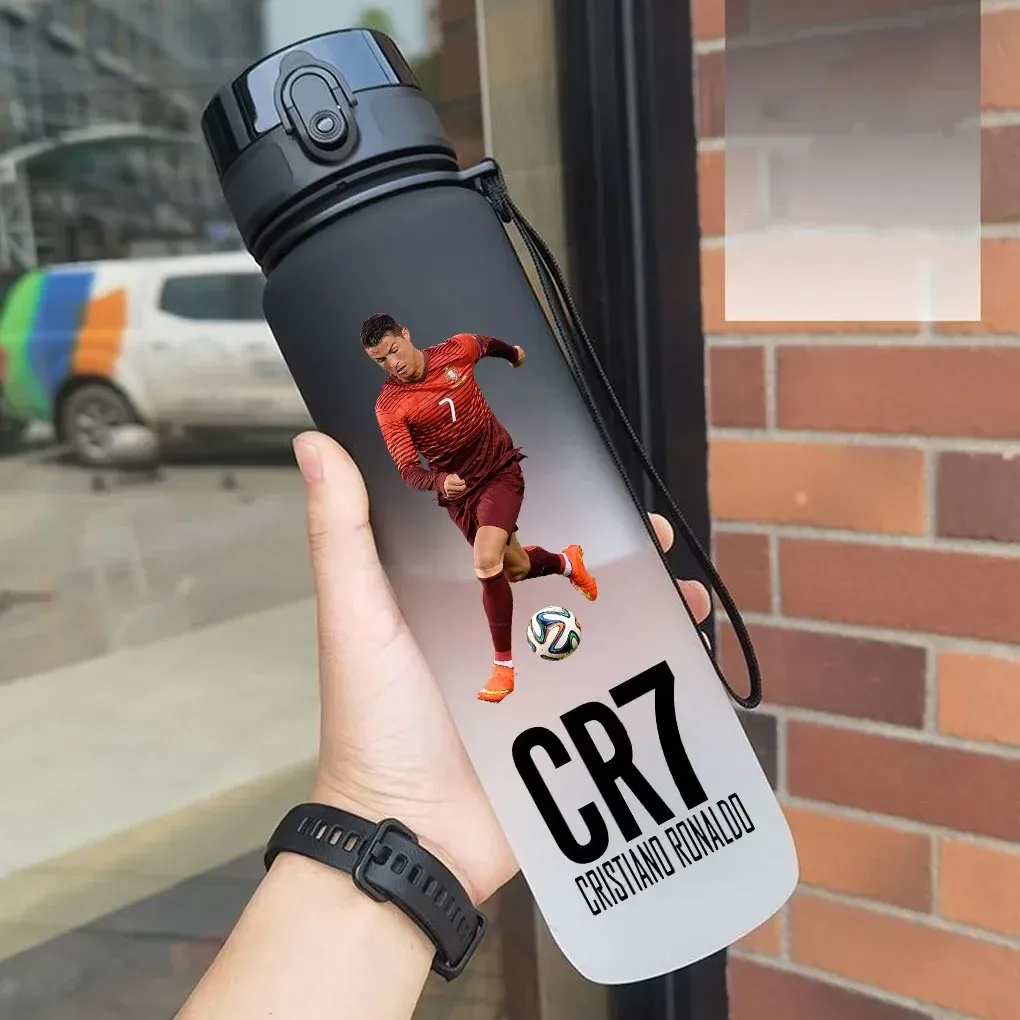 Gourde de sport anti-fuite Cristiano Ronaldo, bouteille colorée en plastique pour l'extérieur et les voyages 13