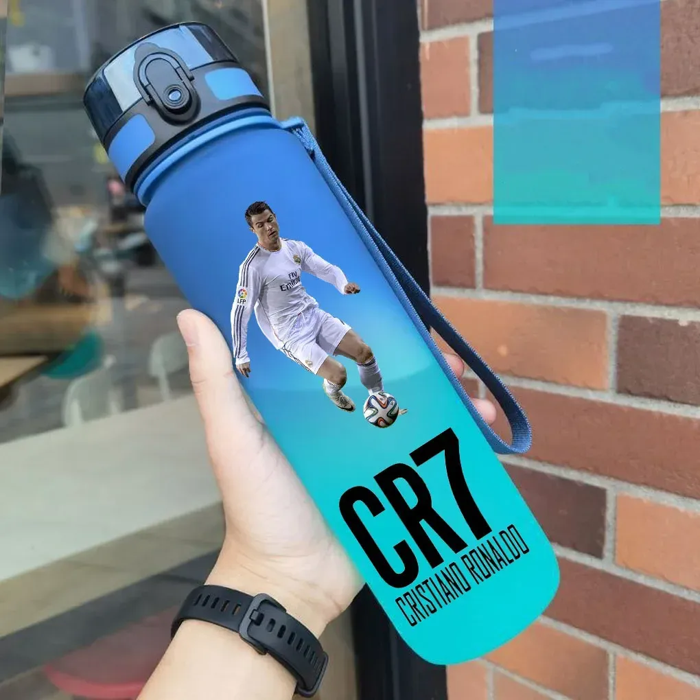 Gourde de sport anti-fuite Cristiano Ronaldo, bouteille colorée en plastique pour l'extérieur et les voyages 17