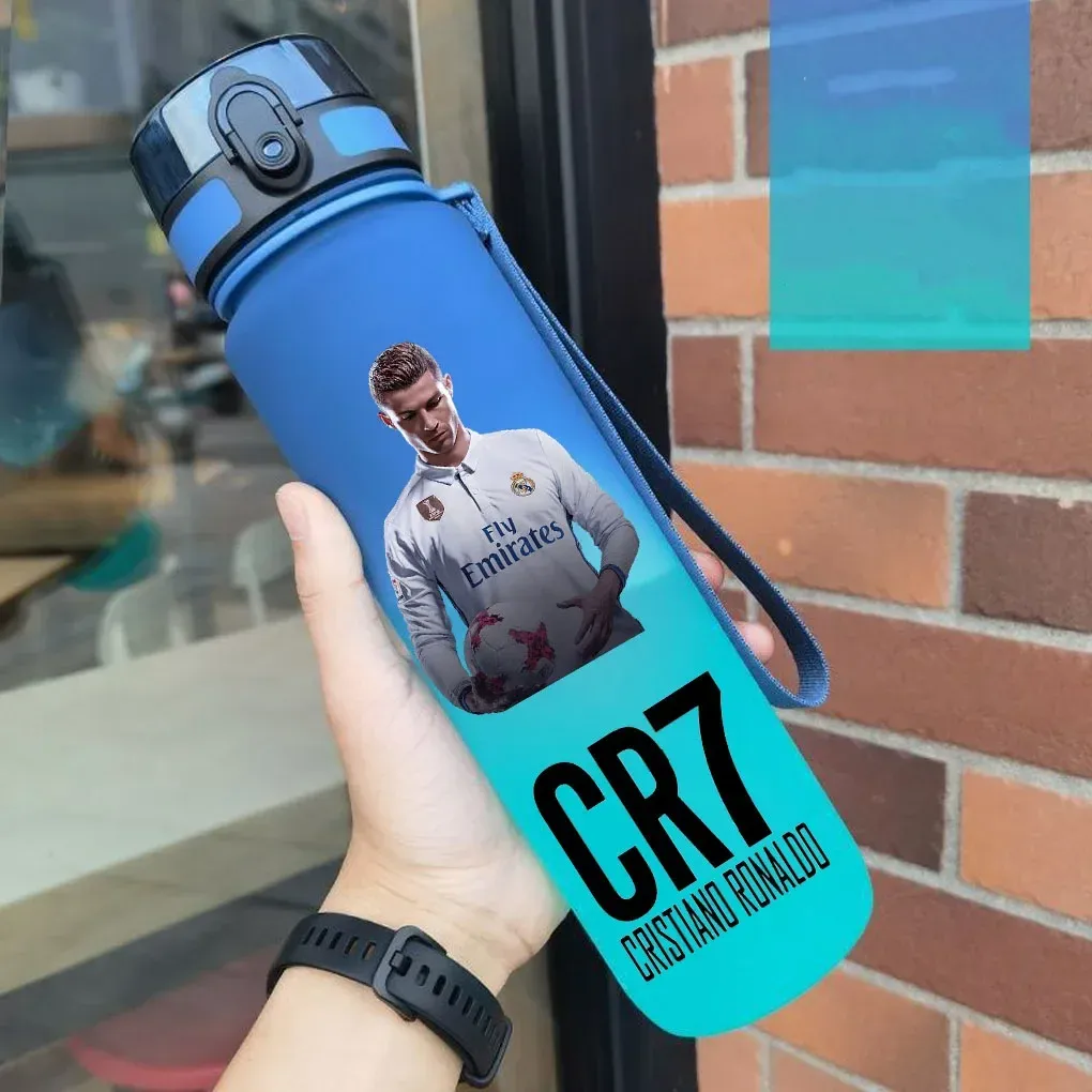 Gourde de sport anti-fuite Cristiano Ronaldo, bouteille colorée en plastique pour l'extérieur et les voyages 18