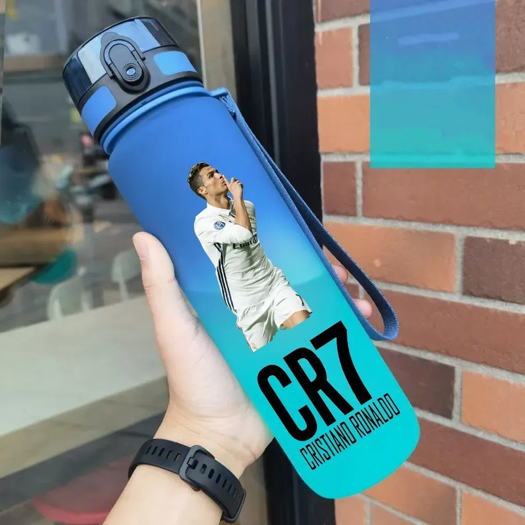 Gourde de sport anti-fuite Cristiano Ronaldo, bouteille colorée en plastique pour l'extérieur et les voyages 16