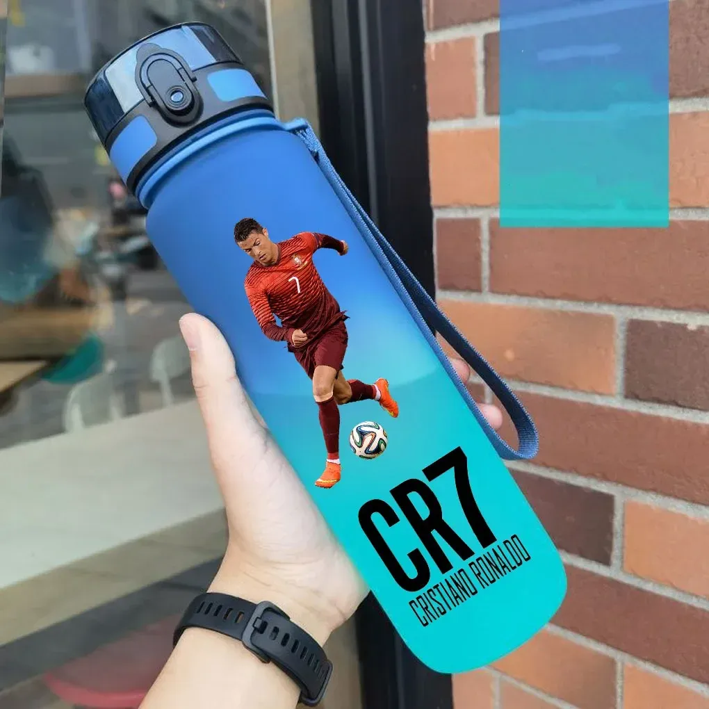 Gourde de sport anti-fuite Cristiano Ronaldo, bouteille colorée en plastique pour l'extérieur et les voyages 22