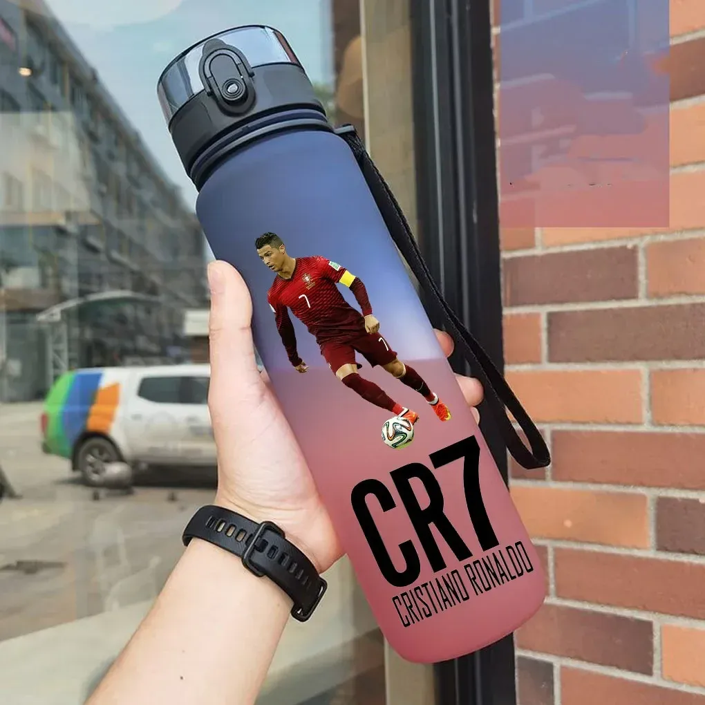 Gourde de sport anti-fuite Cristiano Ronaldo, bouteille colorée en plastique pour l'extérieur et les voyages 30