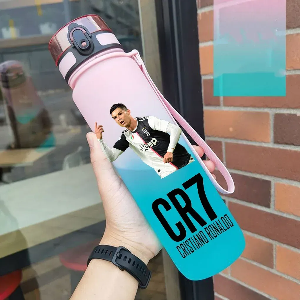 Gourde de sport anti-fuite Cristiano Ronaldo, bouteille colorée en plastique pour l'extérieur et les voyages 28