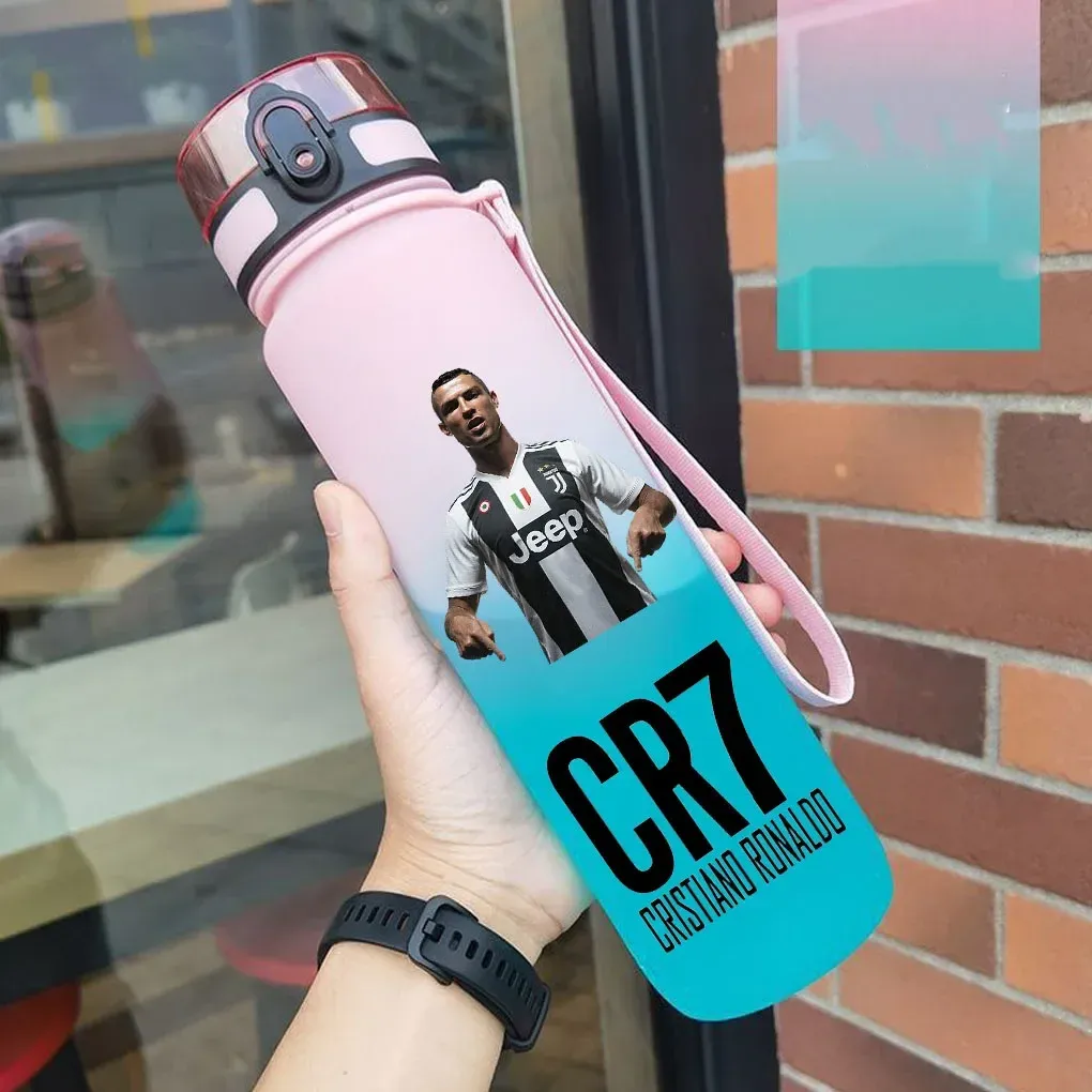 Gourde de sport anti-fuite Cristiano Ronaldo, bouteille colorée en plastique pour l'extérieur et les voyages 33
