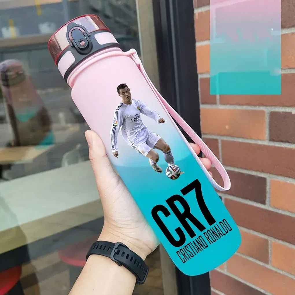 Gourde de sport anti-fuite Cristiano Ronaldo, bouteille colorée en plastique pour l'extérieur et les voyages 31