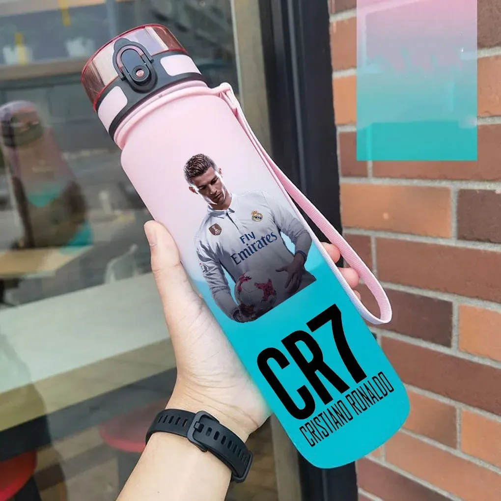 Gourde de sport anti-fuite Cristiano Ronaldo, bouteille colorée en plastique pour l'extérieur et les voyages 32