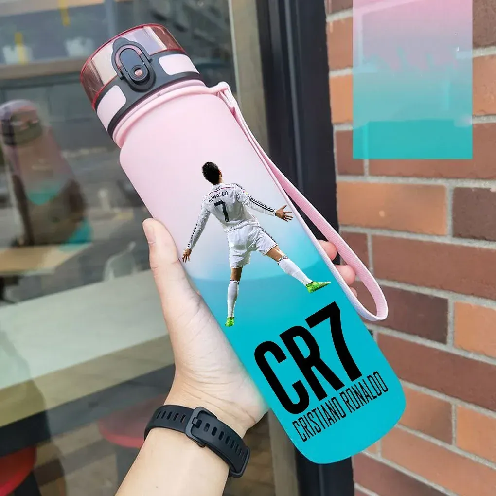 Gourde de sport anti-fuite Cristiano Ronaldo, bouteille colorée en plastique pour l'extérieur et les voyages 37