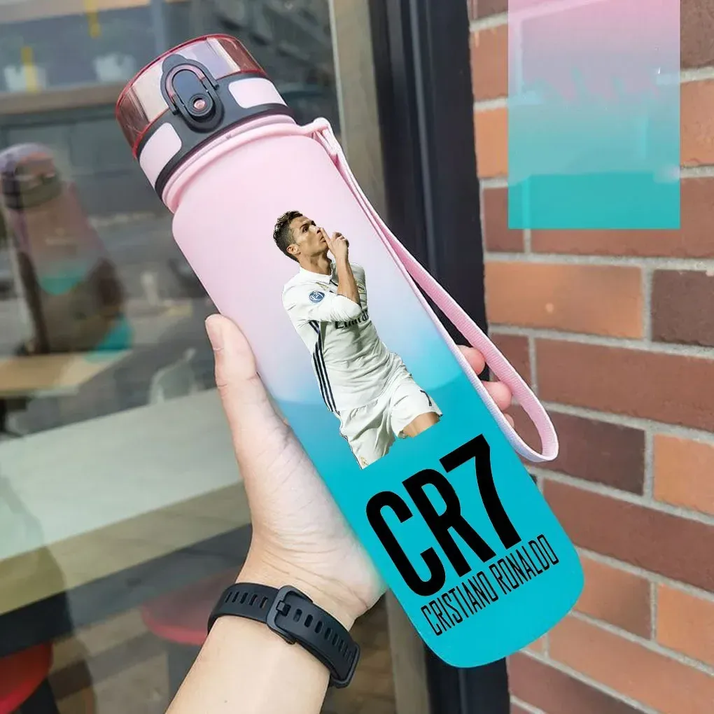 Gourde de sport anti-fuite Cristiano Ronaldo, bouteille colorée en plastique pour l'extérieur et les voyages 38