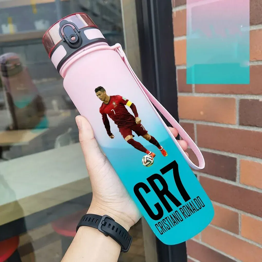 Gourde de sport anti-fuite Cristiano Ronaldo, bouteille colorée en plastique pour l'extérieur et les voyages 35
