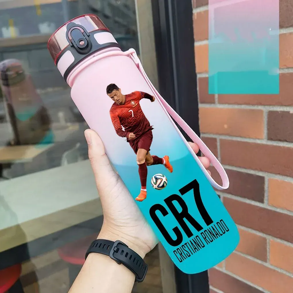 Gourde de sport anti-fuite Cristiano Ronaldo, bouteille colorée en plastique pour l'extérieur et les voyages 36