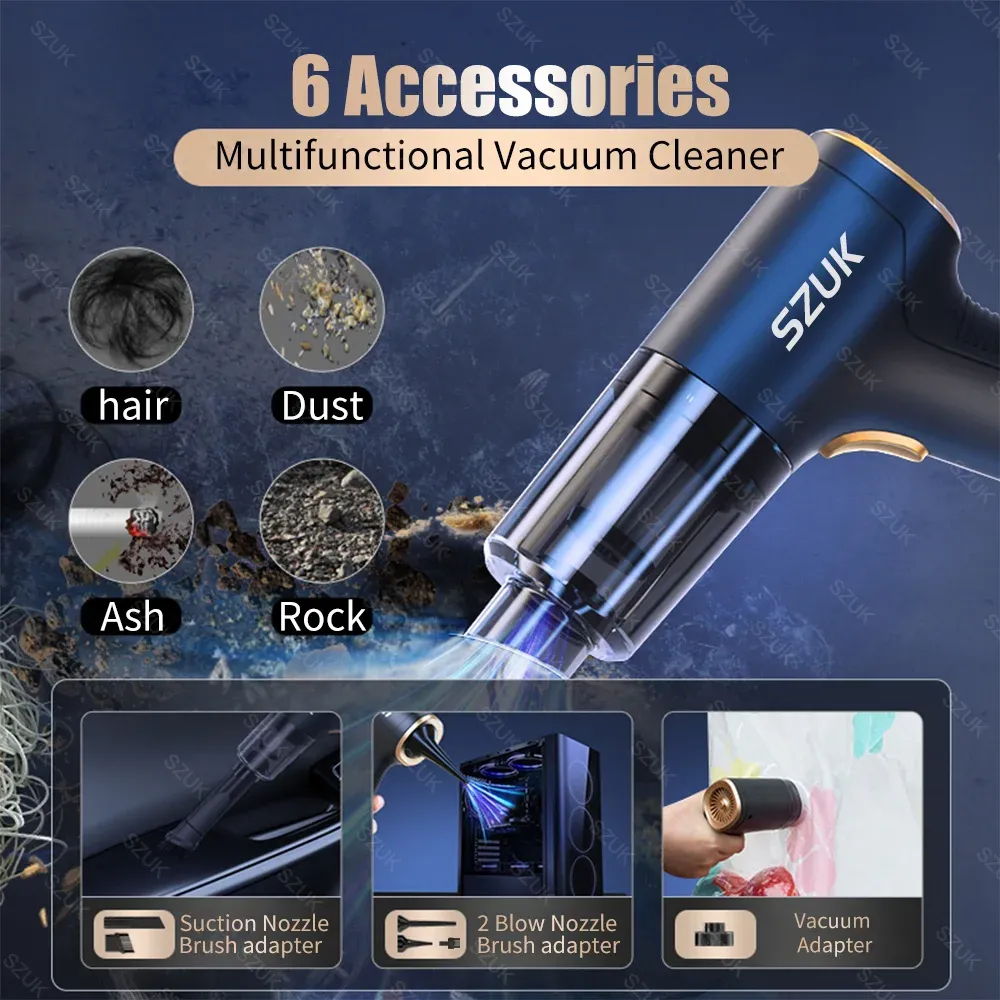 Mini aspirateur de voiture portable sans fil, aspirateur à main pour appareils ménagers, puissant aspirateur de nettoyage pour clavier d'ordinateur et habitacle de voiture 5