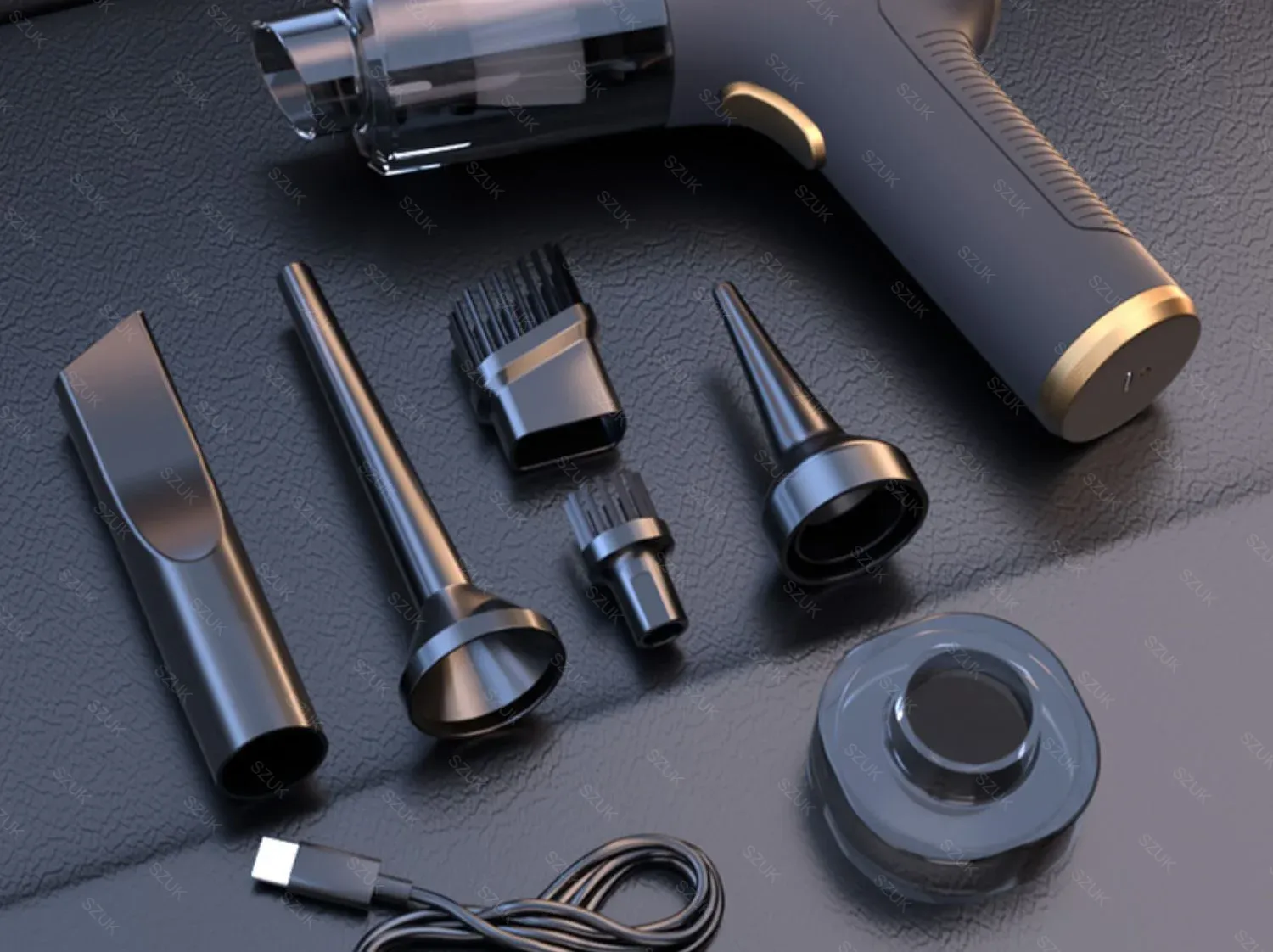 Mini aspirateur de voiture sans fil, détail du design