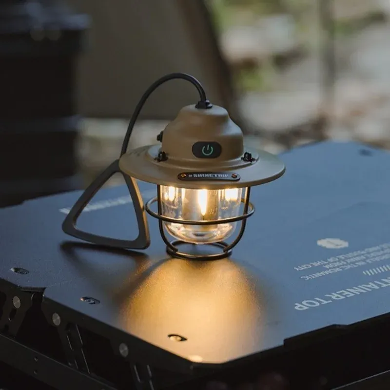 Lampe de camping rétro rechargeable par USB à suspendre, éclairage LED pour tente 3