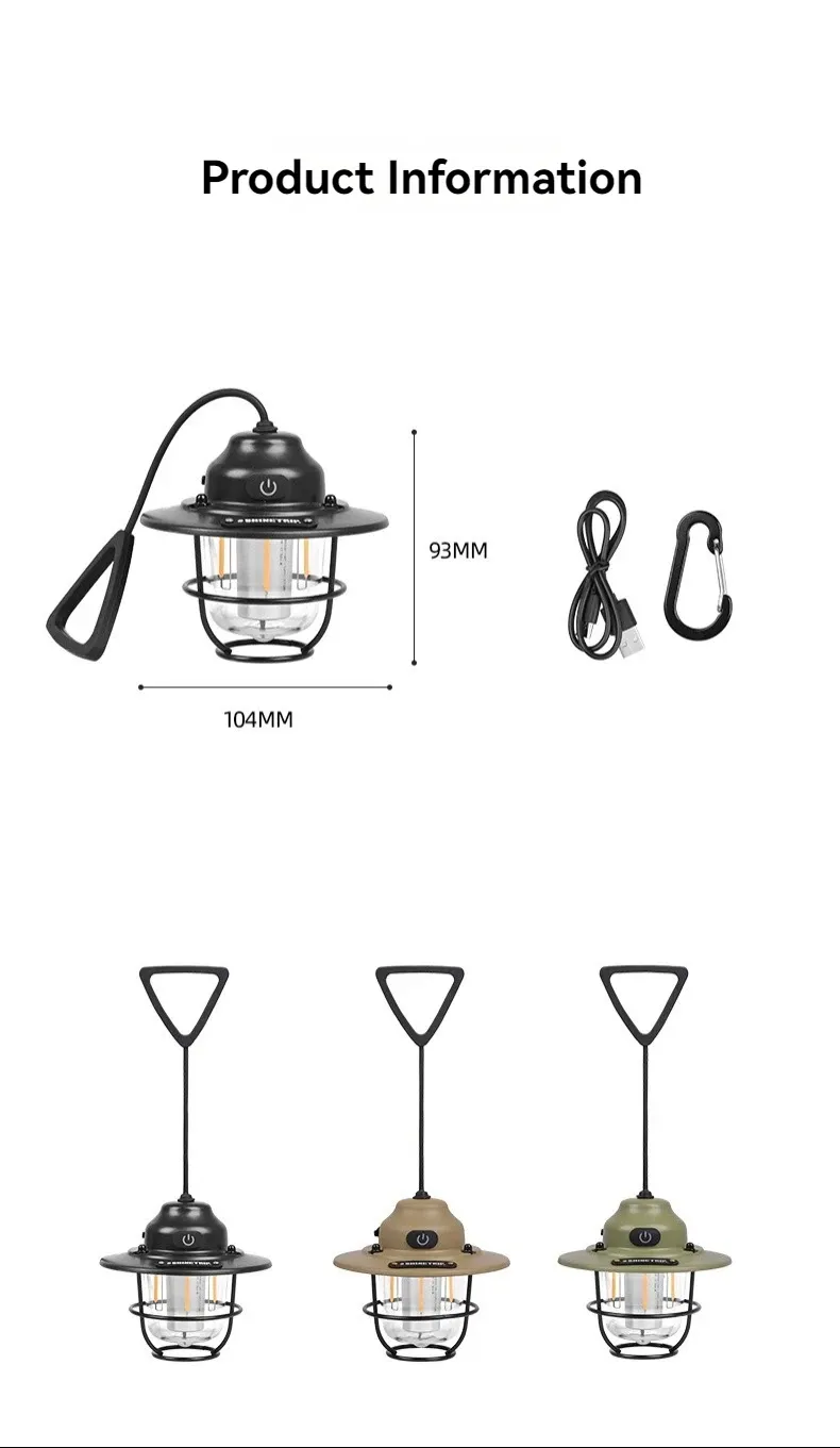 Lampe de camping rétro Shine Trip, finition soignée