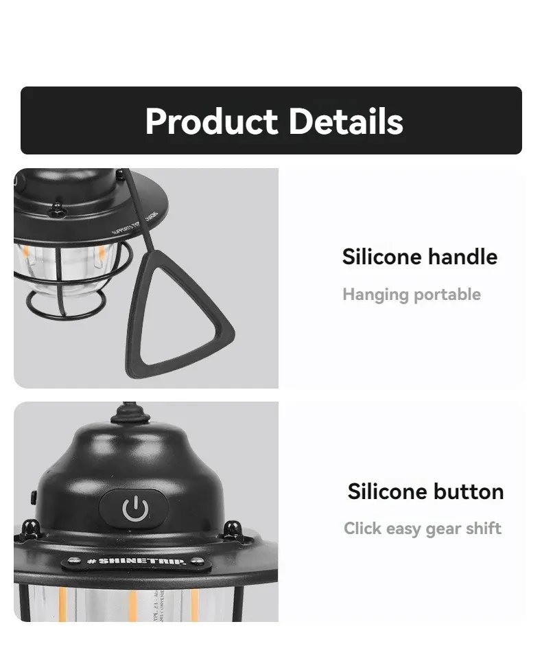 Lampe de camping rétro Shine Trip, détail du diffuseur