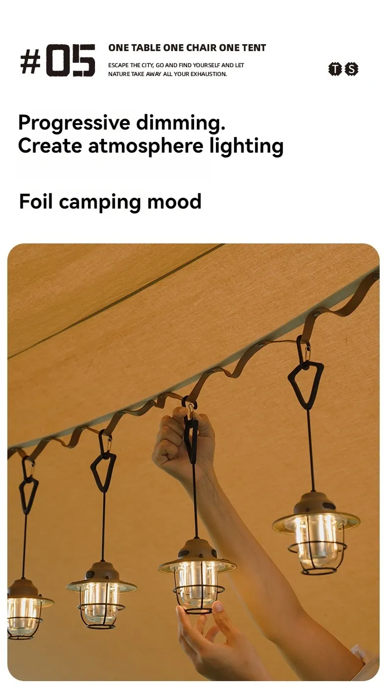 Lampe de camping rétro Shine Trip, détail du design
