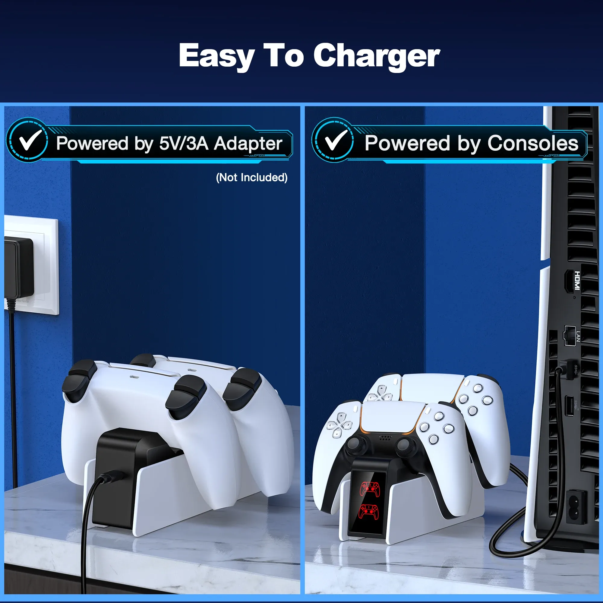 Hmm, the source title is already in French, so I'll give a clean, professional version without the keyword stuffing:

Station de charge double pour manette DualSense PS5 5