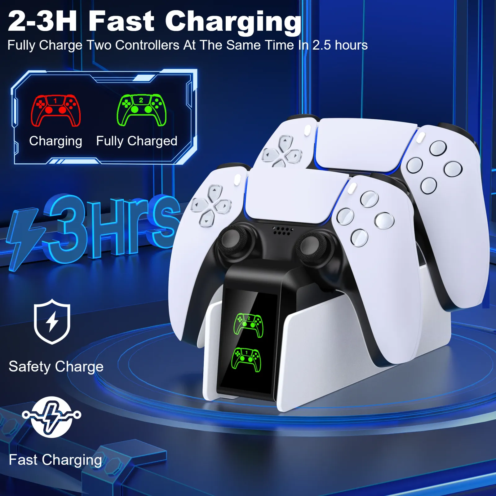 Station de charge DualSense avec manettes