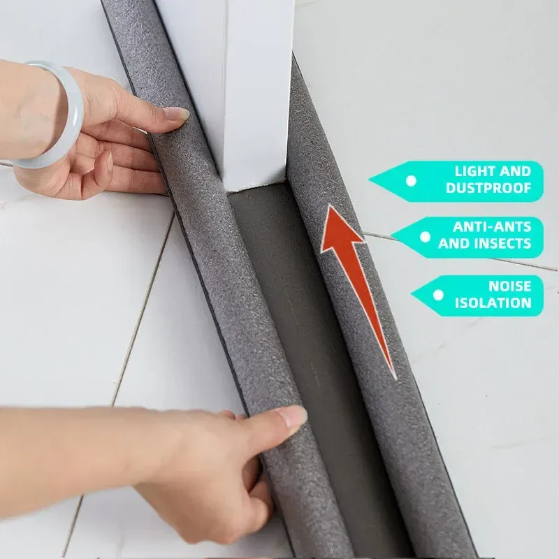 Bande d'étanchéité 95 cm en silicone à double joint pour bas de porte, anti-courant d'air, anti-poussière et insonorisante 8