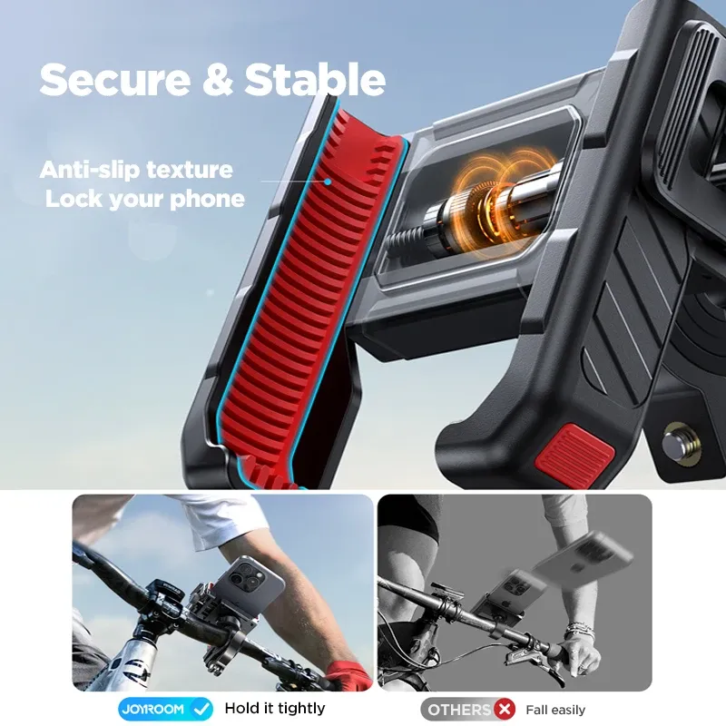 Support de téléphone universel pour vélo et moto, antichoc, utilisable à une main, rotation à 360°, écran de 4,7 à 7 pouces, matin 2