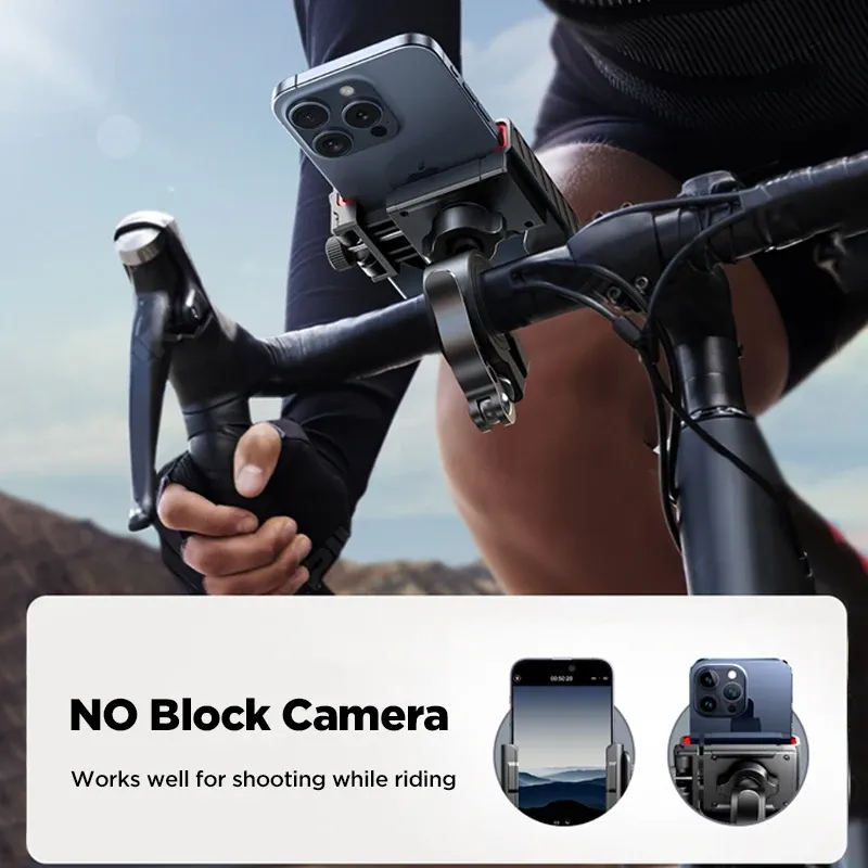 Support de téléphone universel pour vélo et moto, antichoc, utilisable à une main, rotation à 360°, écran de 4,7 à 7 pouces, matin 4