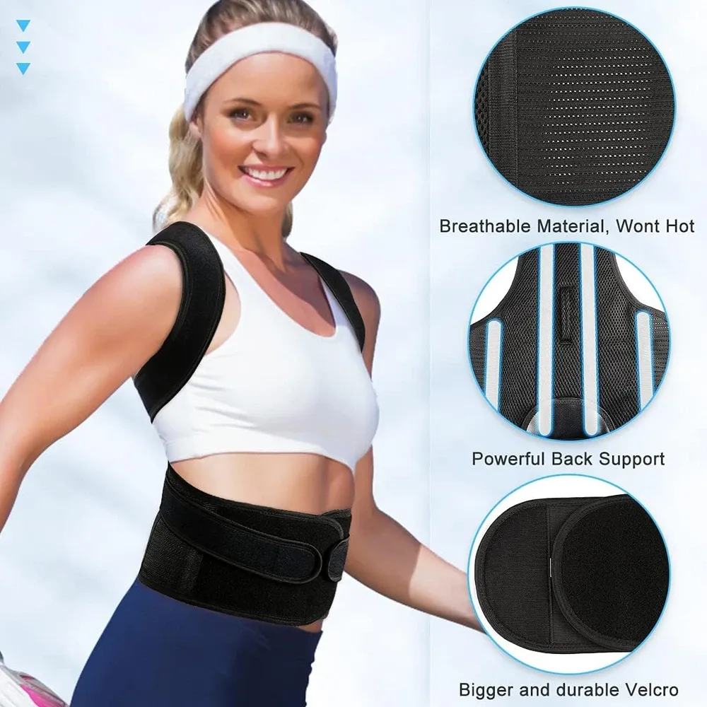 Correcteur de posture pour hommes et femmes, attelle dorsale de soutien lombaire pour améliorer la posture du cou et du dos 4