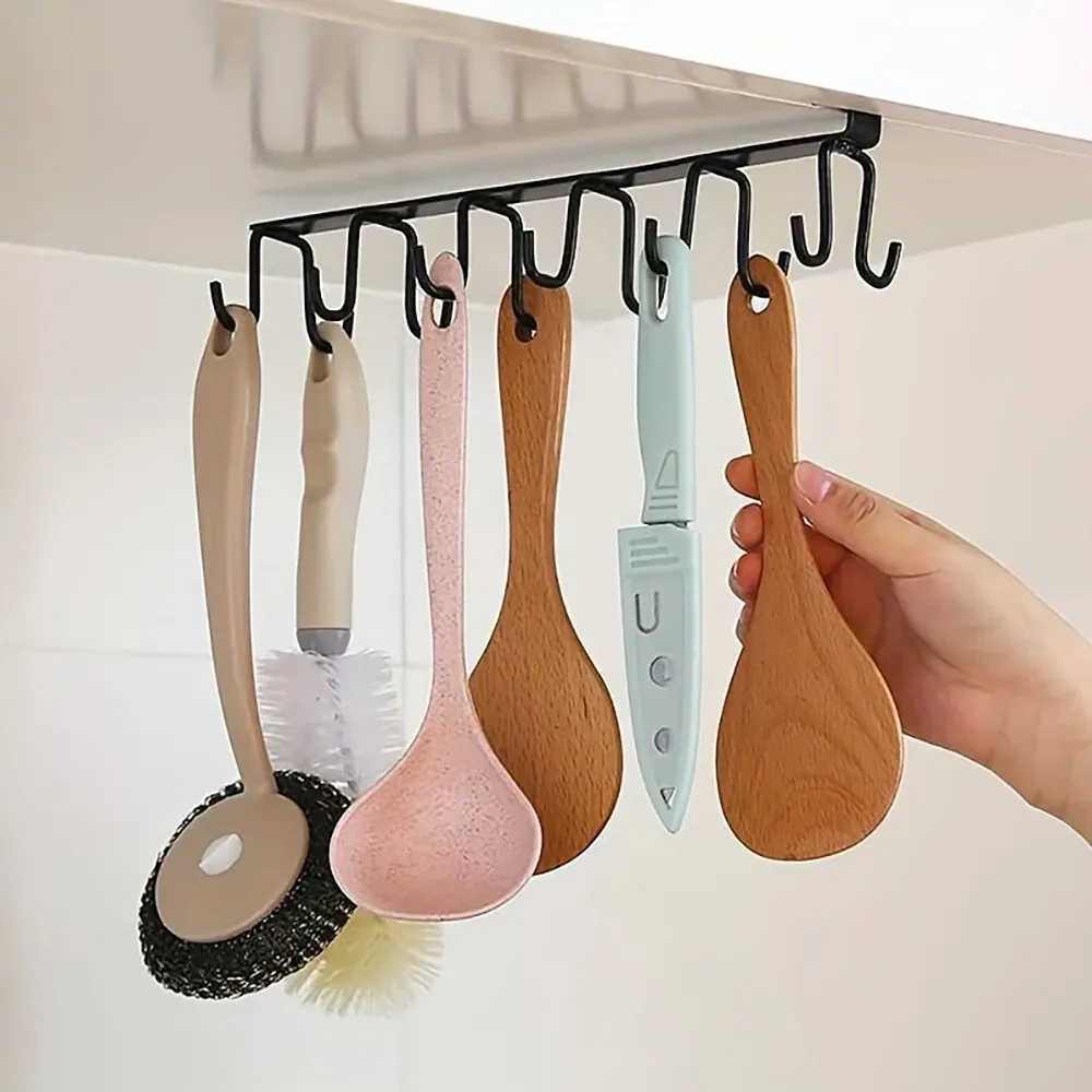 Crochet porte-tasses pour armoire, lot de 1 : organisateur suspendu à 6 ou 12 crochets, multifonctionnel, gain de place 6