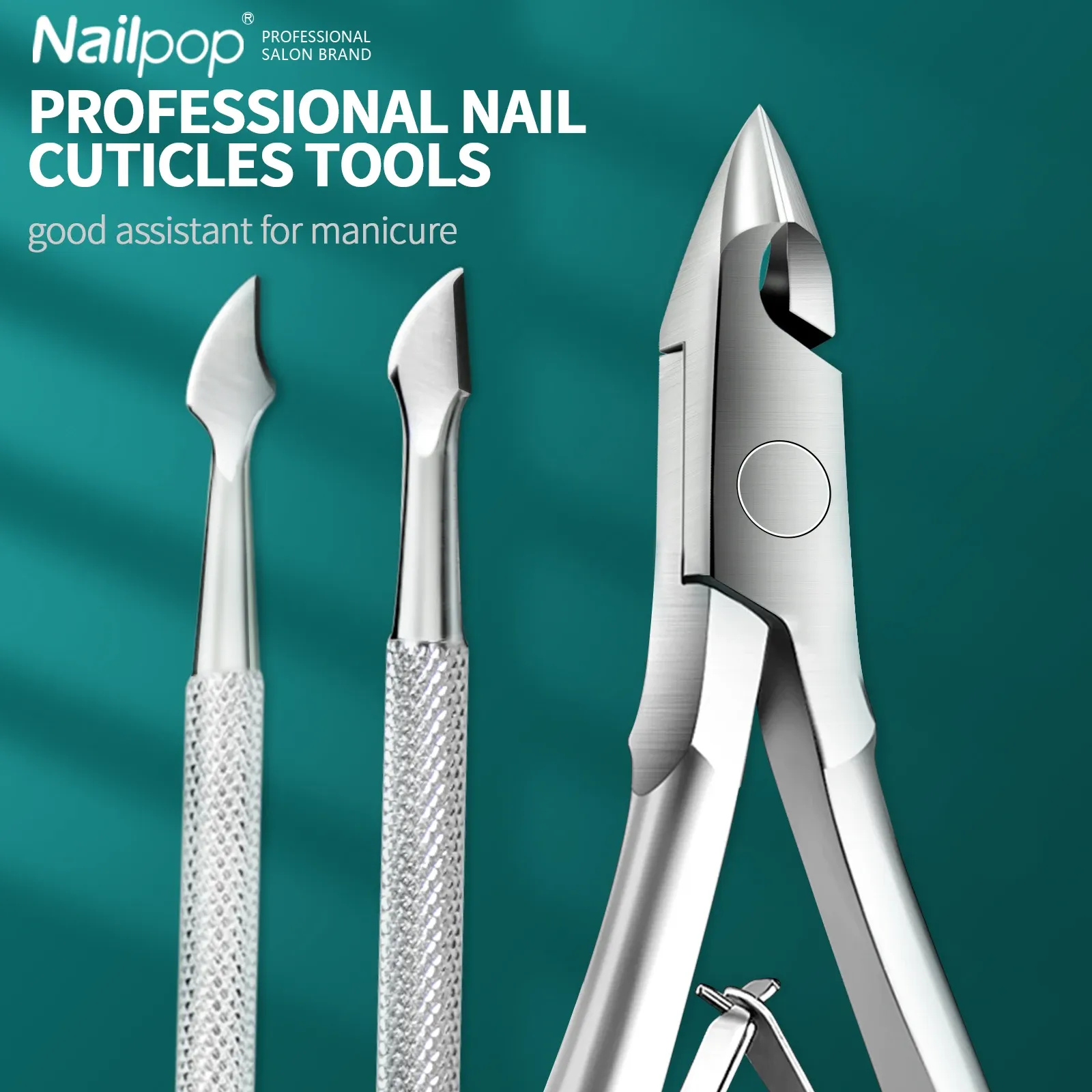 Kit de manucure professionnel Nailpop en acier inoxydable : coupe-ongles, ciseaux, pince à cuticules, pousse-cuticules et outil de soin des ongles - Image 1
