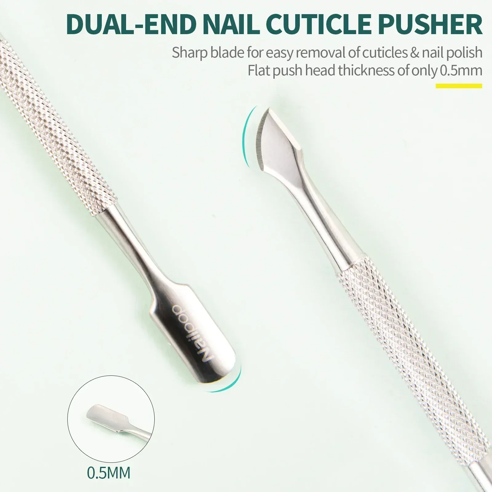 Kit de manucure professionnel Nailpop en acier inoxydable : coupe-ongles, ciseaux, pince à cuticules, pousse-cuticules et outil de soin des ongles 6