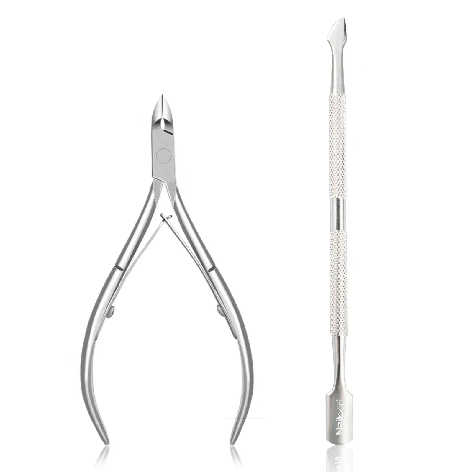 Kit de manucure professionnel Nailpop en acier inoxydable : coupe-ongles, ciseaux, pince à cuticules, pousse-cuticules et outil de soin des ongles 7