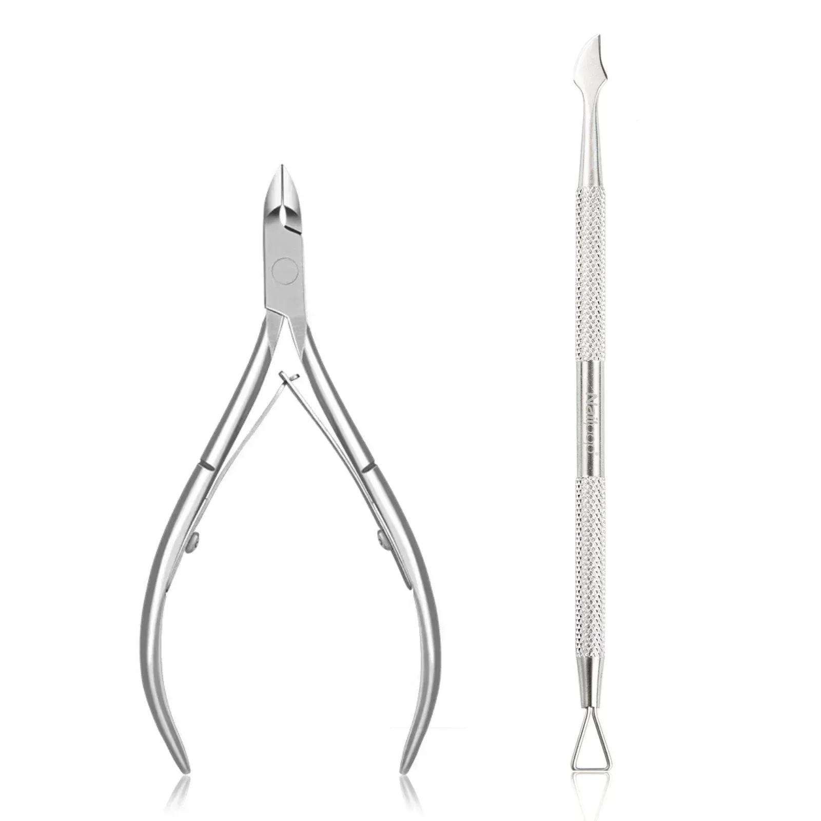 Kit de manucure professionnel Nailpop en acier inoxydable : coupe-ongles, ciseaux, pince à cuticules, pousse-cuticules et outil de soin des ongles 8
