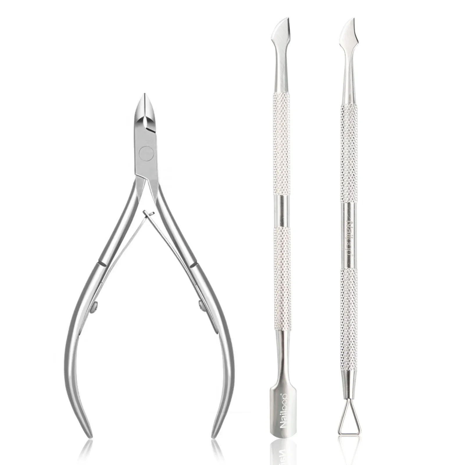 Kit de manucure professionnel Nailpop en acier inoxydable : coupe-ongles, ciseaux, pince à cuticules, pousse-cuticules et outil de soin des ongles 13