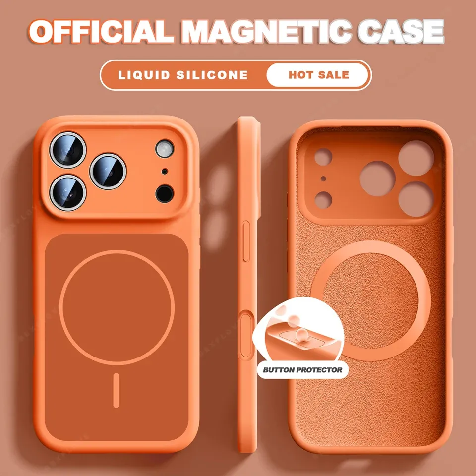 Coque magnétique en silicone liquide compatible MagSafe pour iPhone 13, 14, 15, 16 et 17 (dont iPhone 17 Air) 2