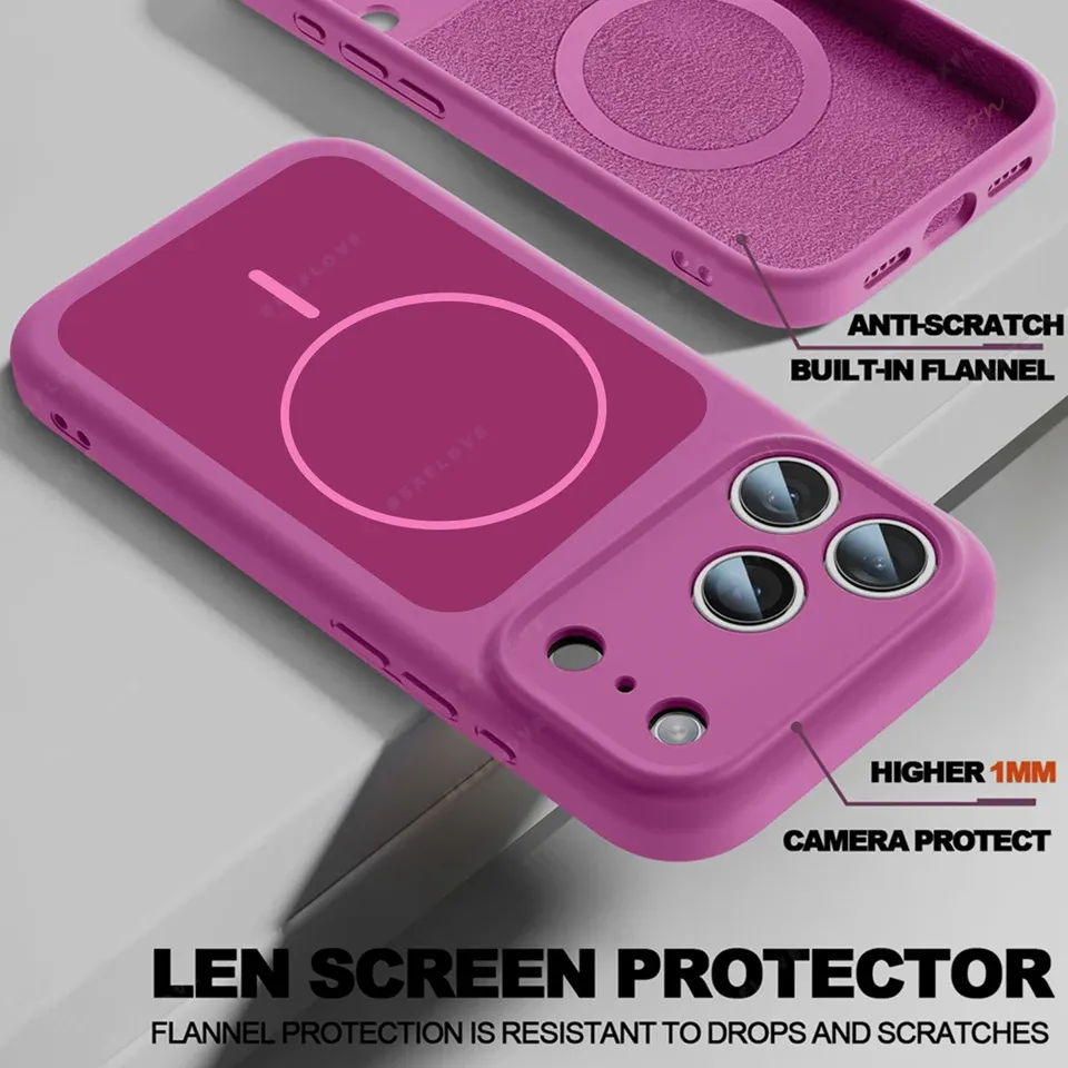 Coque magnétique en silicone liquide compatible MagSafe pour iPhone 13, 14, 15, 16 et 17 (dont iPhone 17 Air) 4