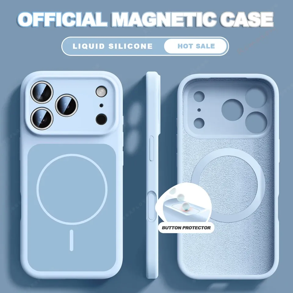 Coque magnétique en silicone liquide compatible MagSafe pour iPhone 13, 14, 15, 16 et 17 (dont iPhone 17 Air) 10