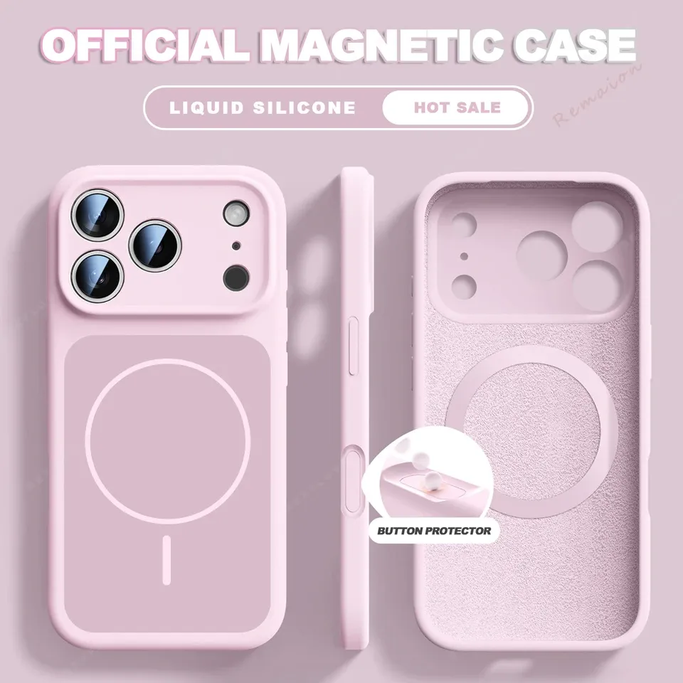 Coque magnétique en silicone liquide compatible MagSafe pour iPhone 13, 14, 15, 16 et 17 (dont iPhone 17 Air) 12