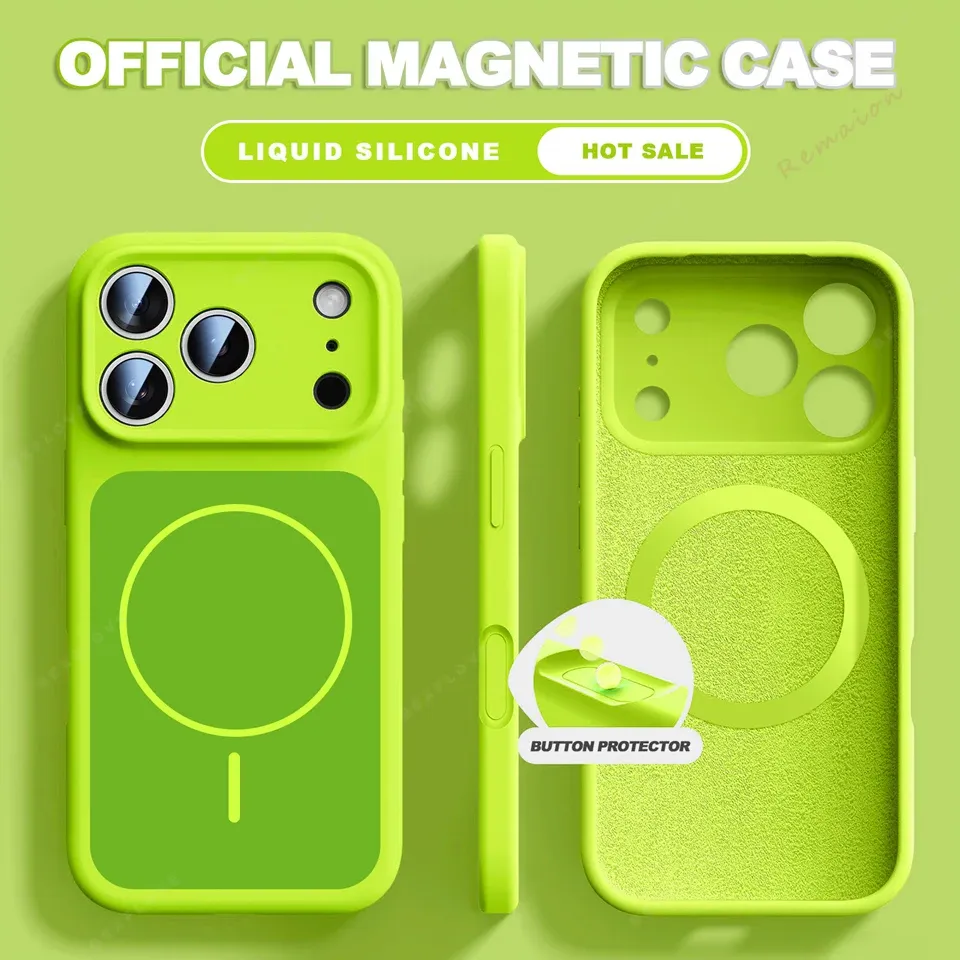Coque magnétique en silicone liquide compatible MagSafe pour iPhone 13, 14, 15, 16 et 17 (dont iPhone 17 Air) 15